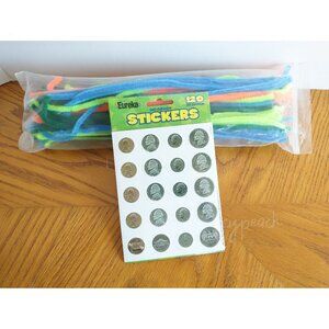Craft Bundle Money Stickers + Pipe Cleaners School Craft Learn Coins Ornaments